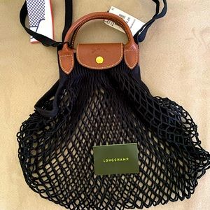 Longchamp Le Pliage Filet in black. NWT